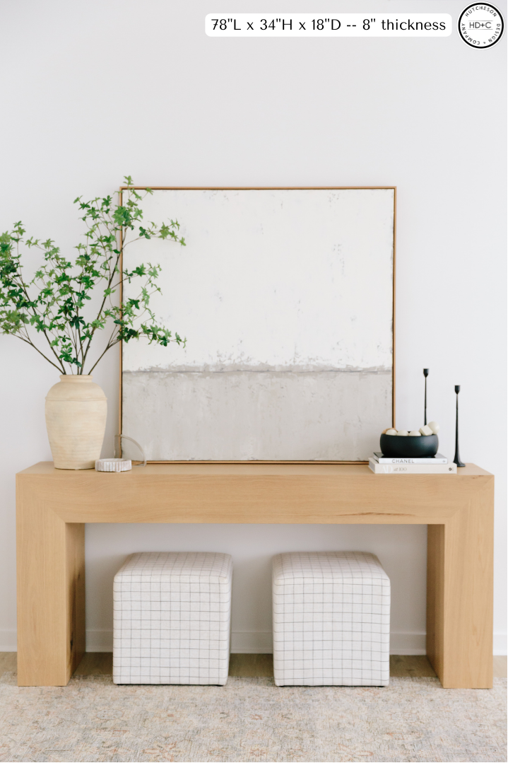 White Oak Oversized Console Entry Table Custom Built for You