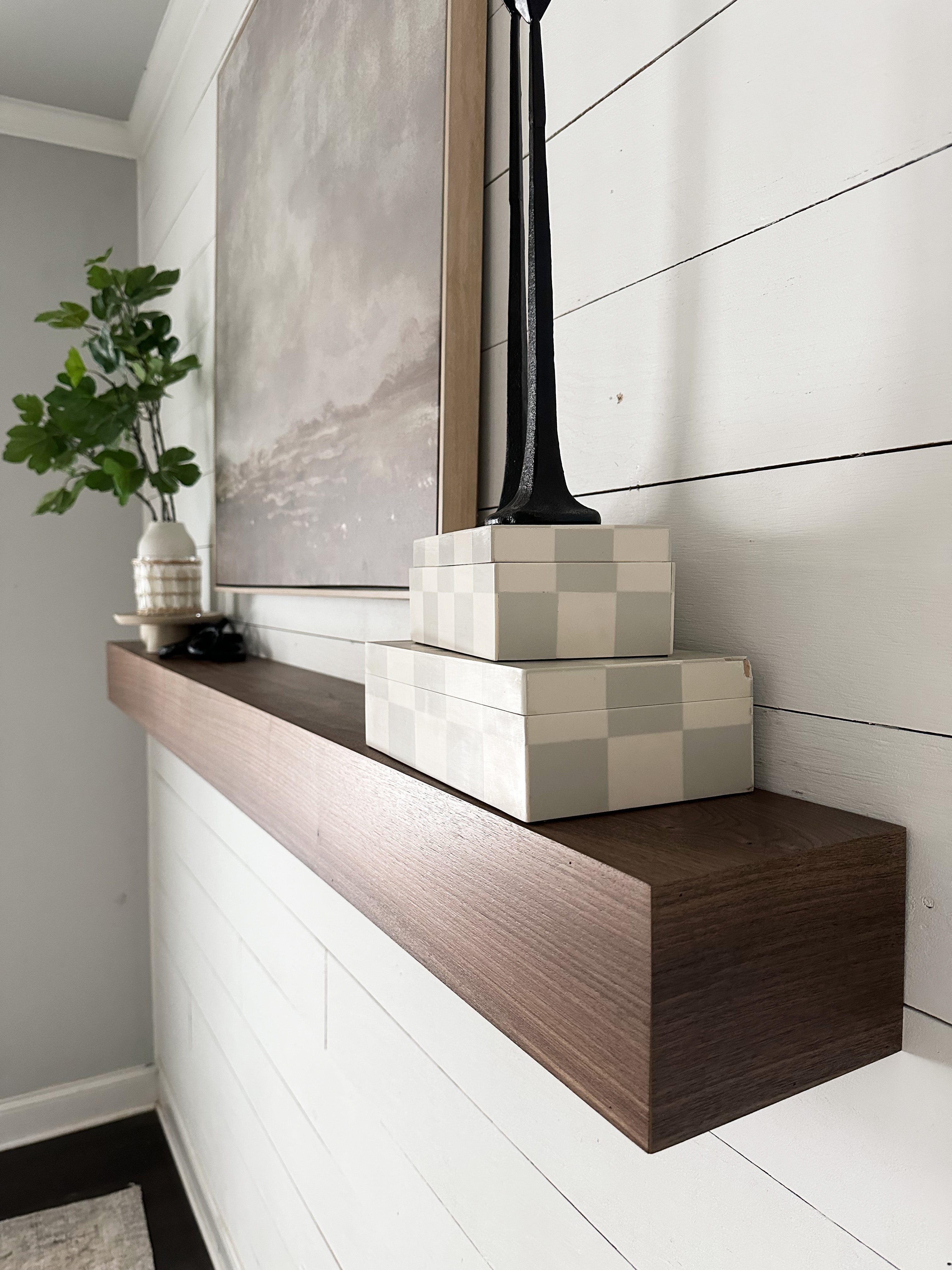 Dark Walnut Fireplace Mantel - Custom Built - Real Wood Mantel