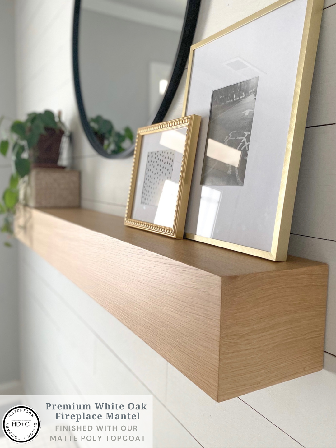 White Oak Fireplace Mantel - Custom Made to Order - Real Wood Mantels