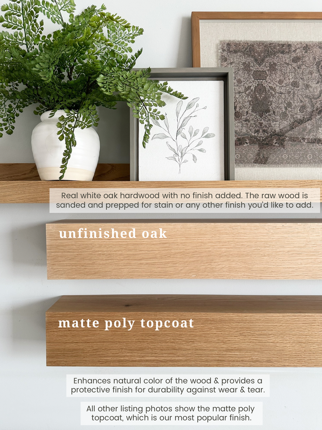 White Oak Fireplace Mantel - Custom Made to Order - Real Wood Mantels