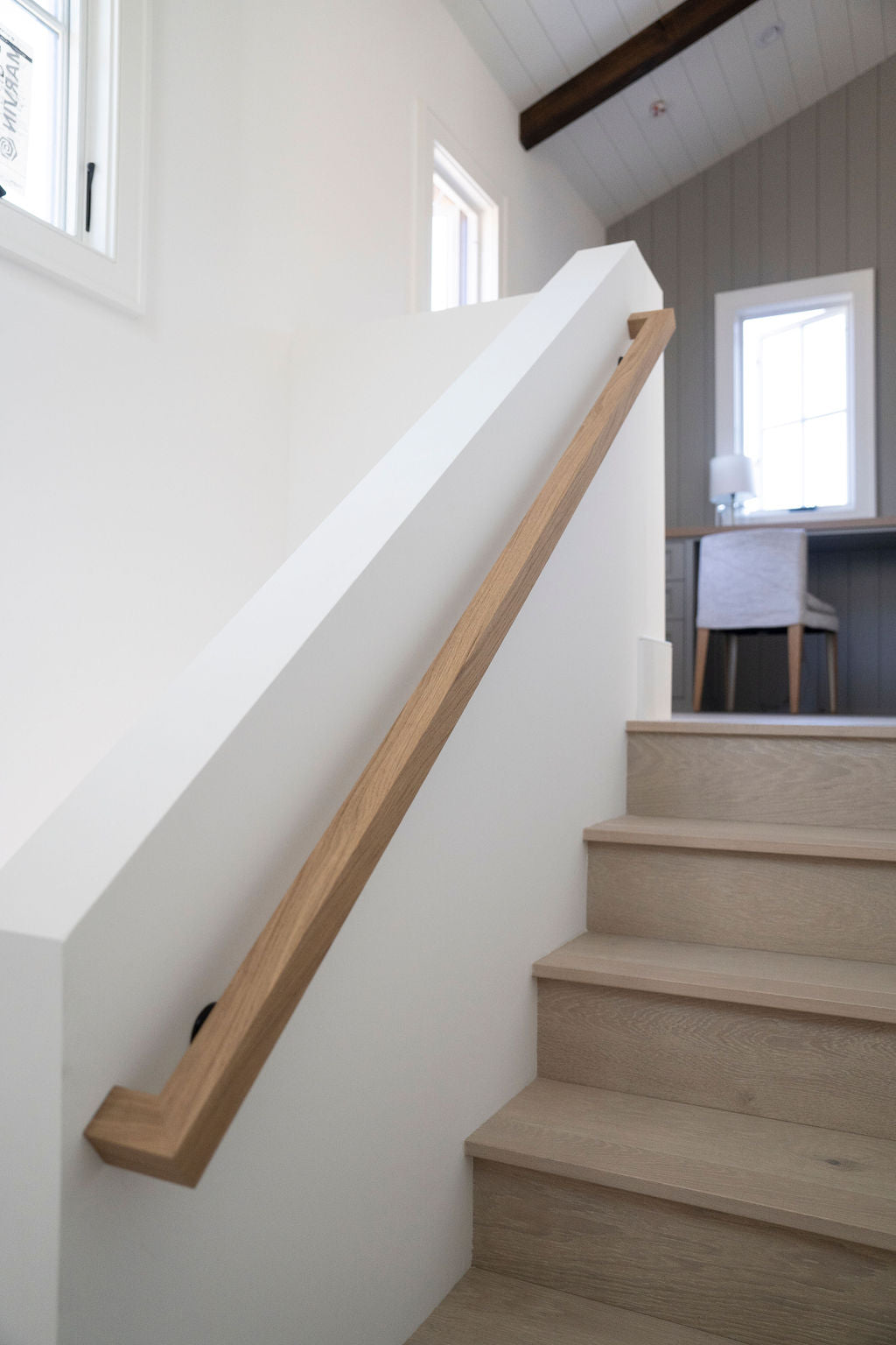 Custom White Oak Staircase Handrail - 1 3/4" W x 1 3/4" H