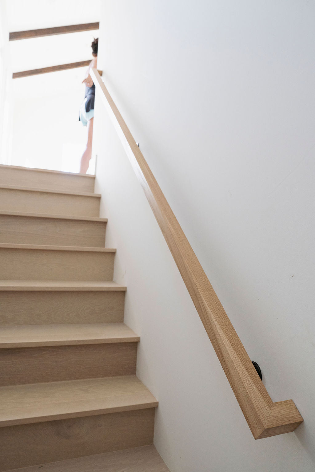 Custom White Oak Staircase Handrail - 1 3/4" W x 1 3/4" H