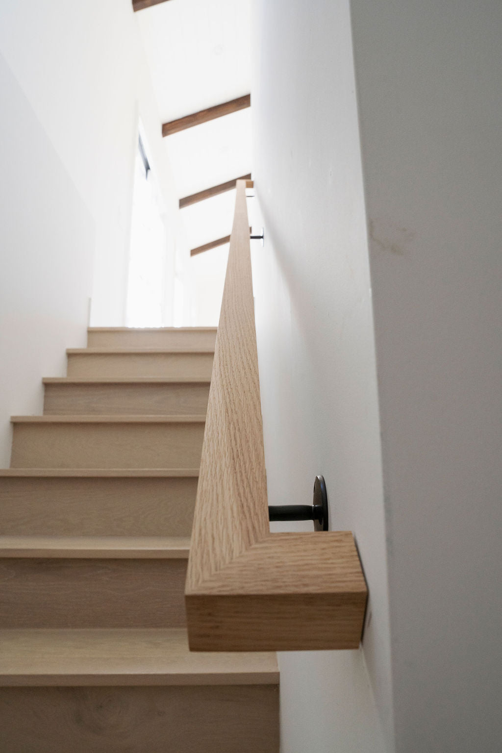 Custom White Oak Staircase Handrail - 1 3/4