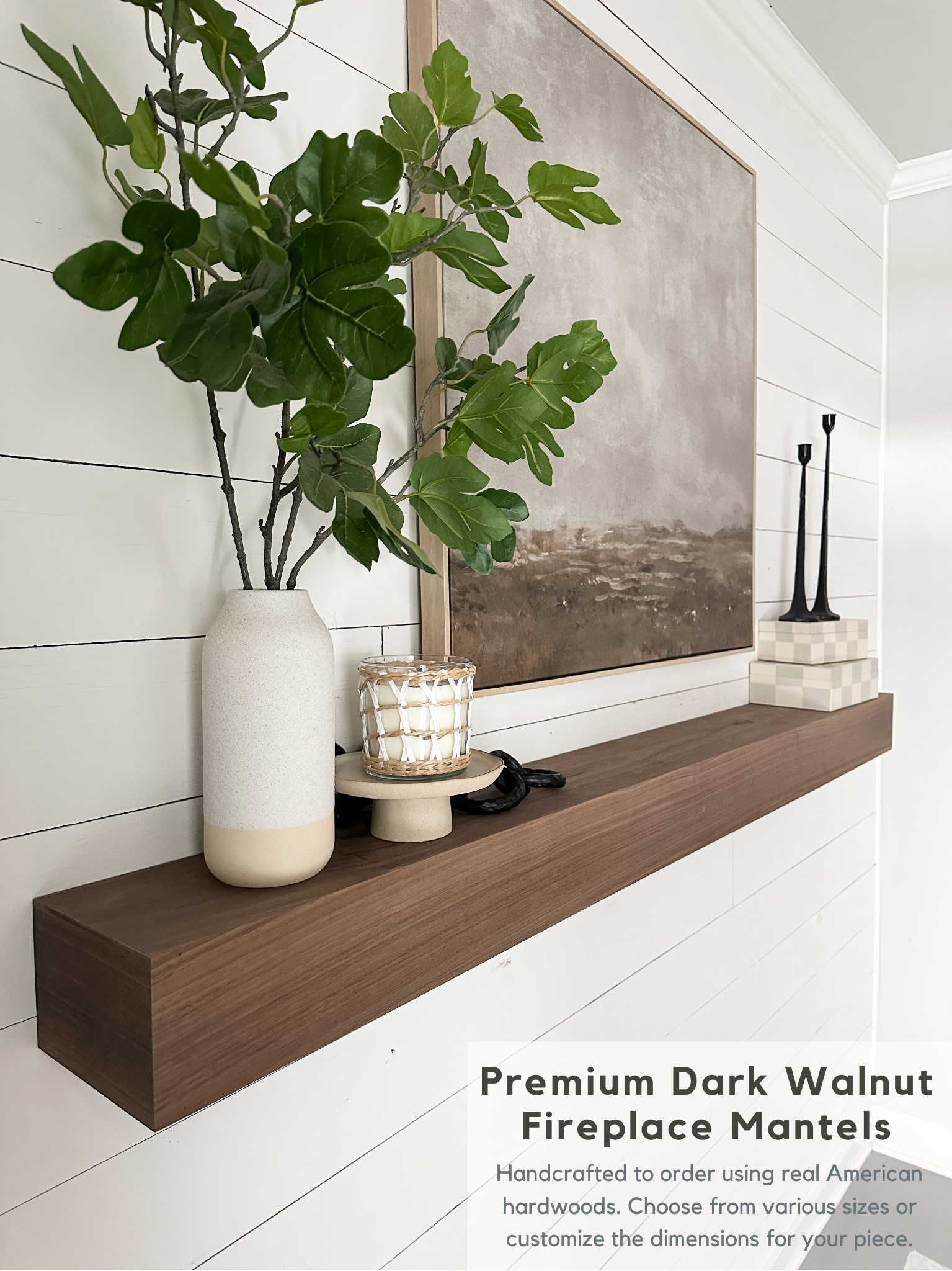 Dark Walnut Fireplace Mantel - Custom Built - Real Wood Mantel