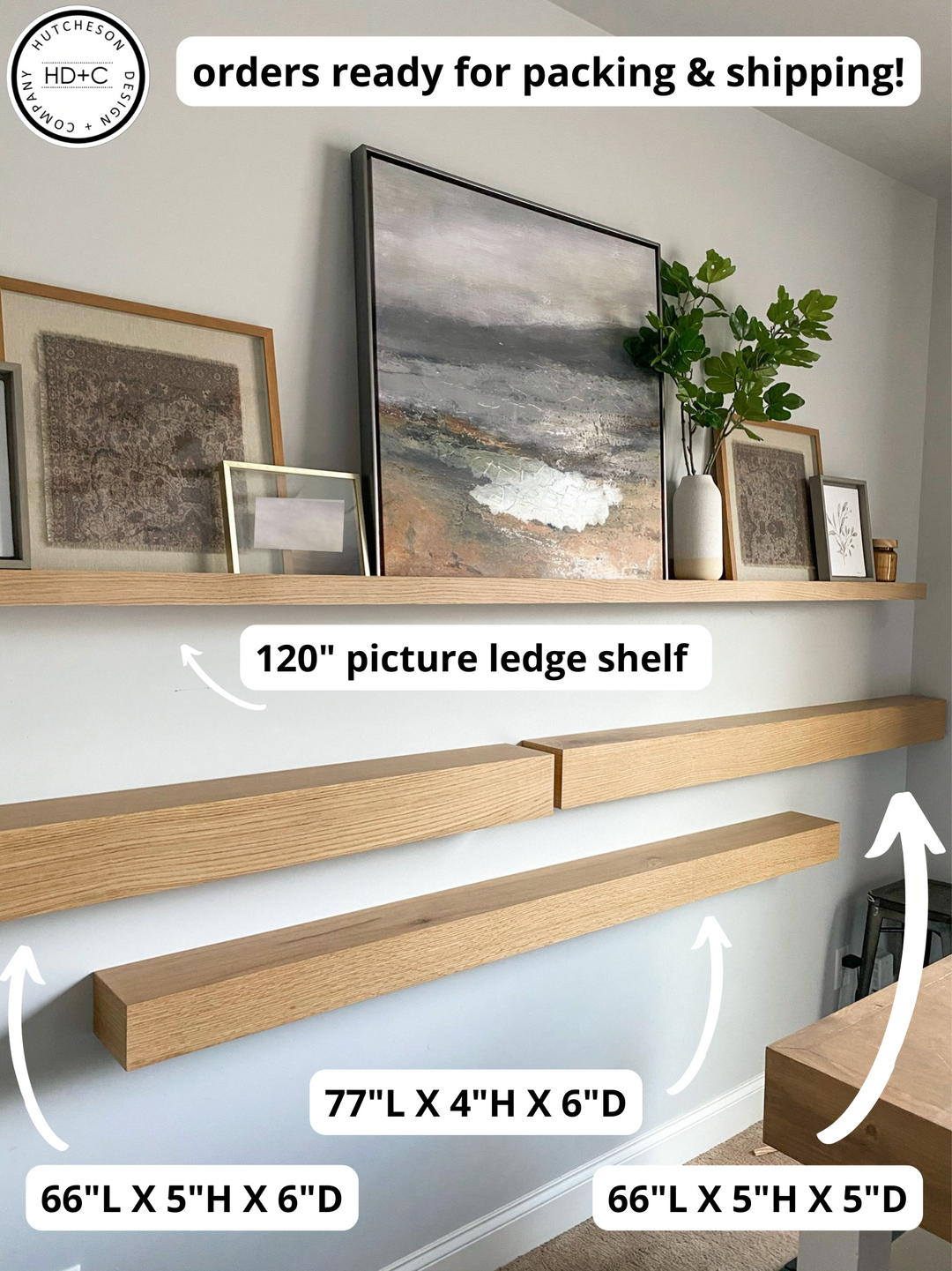 White Oak Picture Ledge Shelf