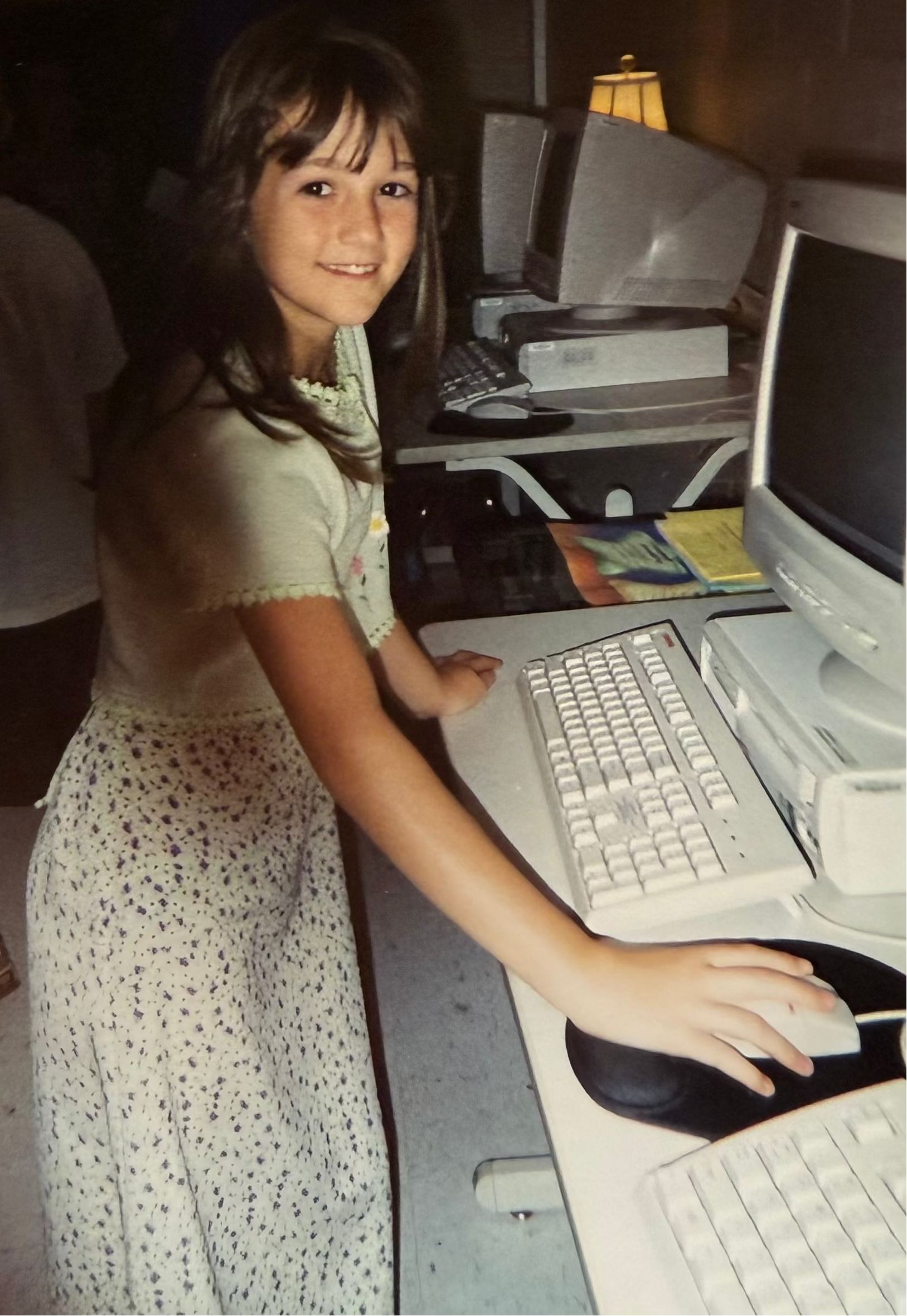 9 year old Hill working at a computer