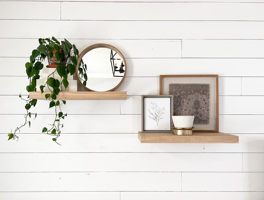 White Oak Floating Shelf with Hidden Metal Bracket - Custom Made to Order
