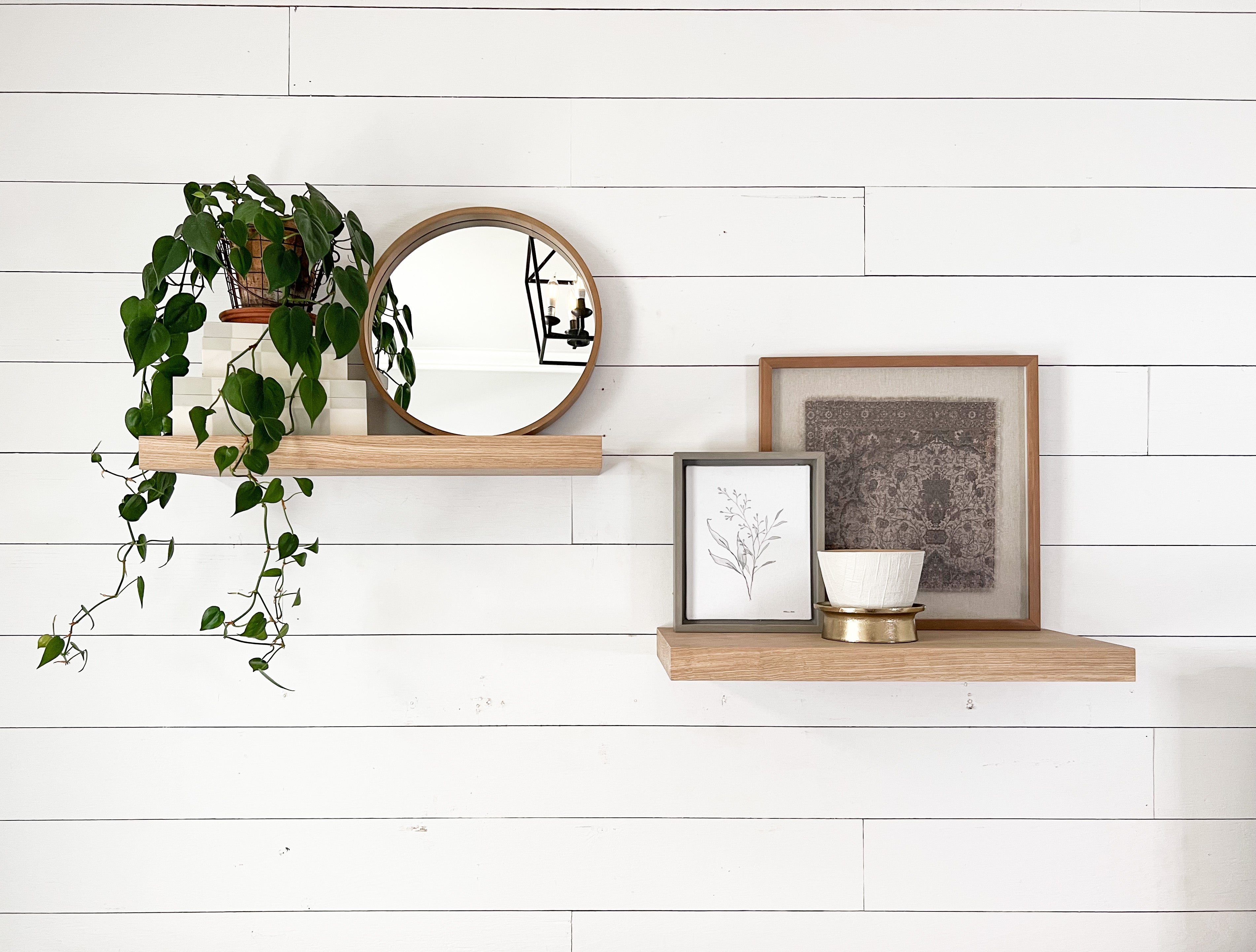 White Oak Floating Shelf with Hidden Metal Bracket - Custom Made to Order