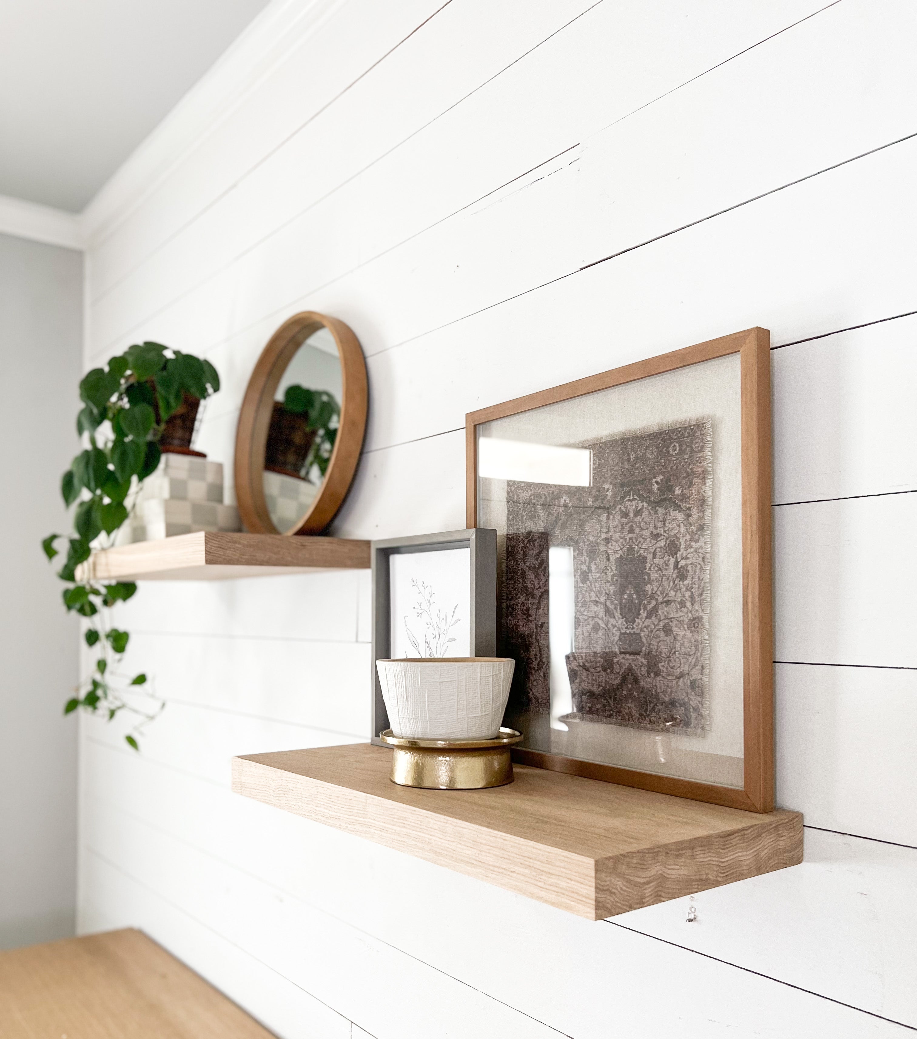 White Oak Floating Shelf with Hidden Metal Bracket - Custom Made to Order