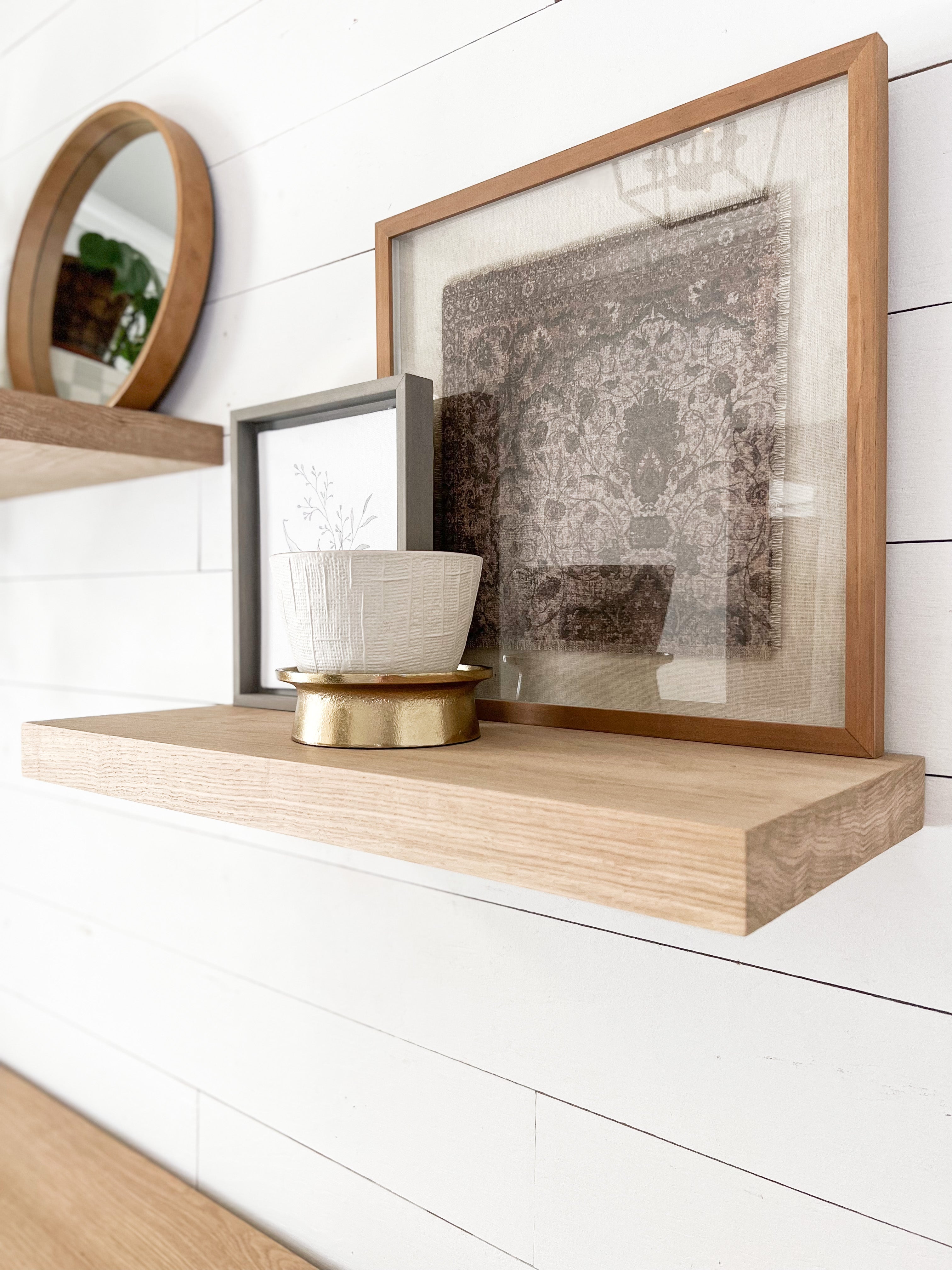 White Oak Floating Shelf with Hidden Metal Bracket - Custom Made to Order