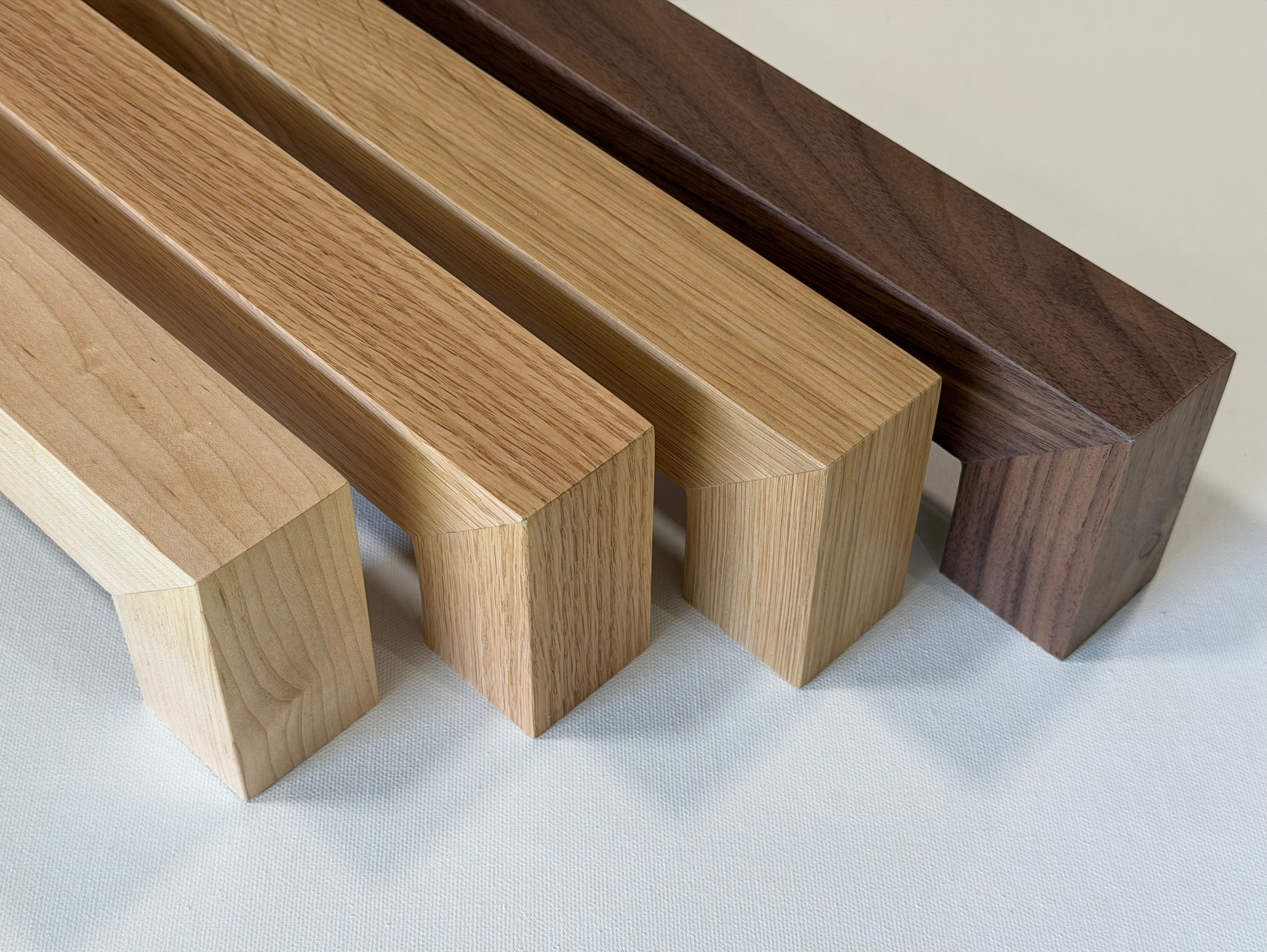 Red Oak Staircase Handrail w/ Wall Returns - Solid Wood, Custom Made to Order