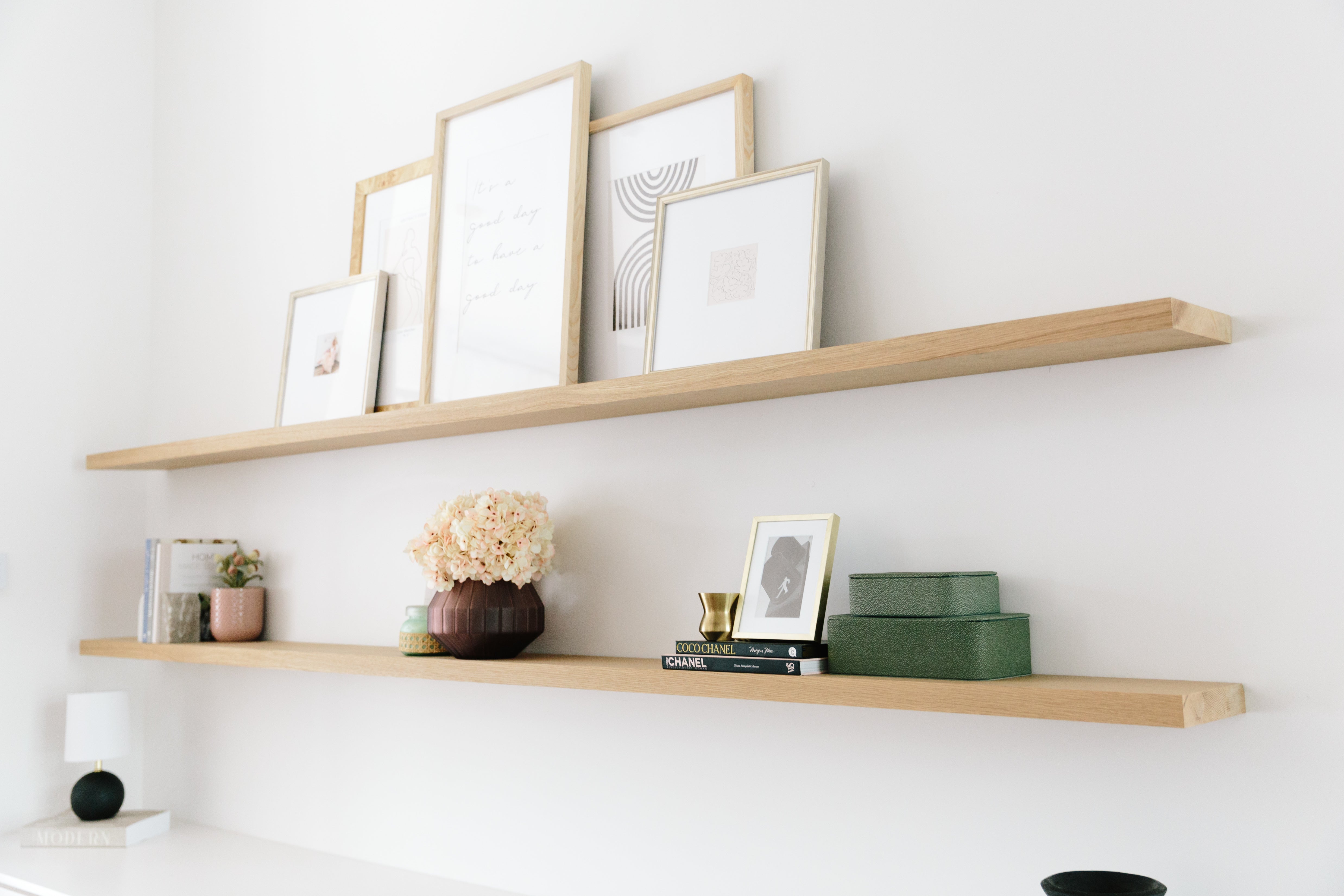 White Oak Floating Shelf with Hidden Metal Bracket - Custom Made