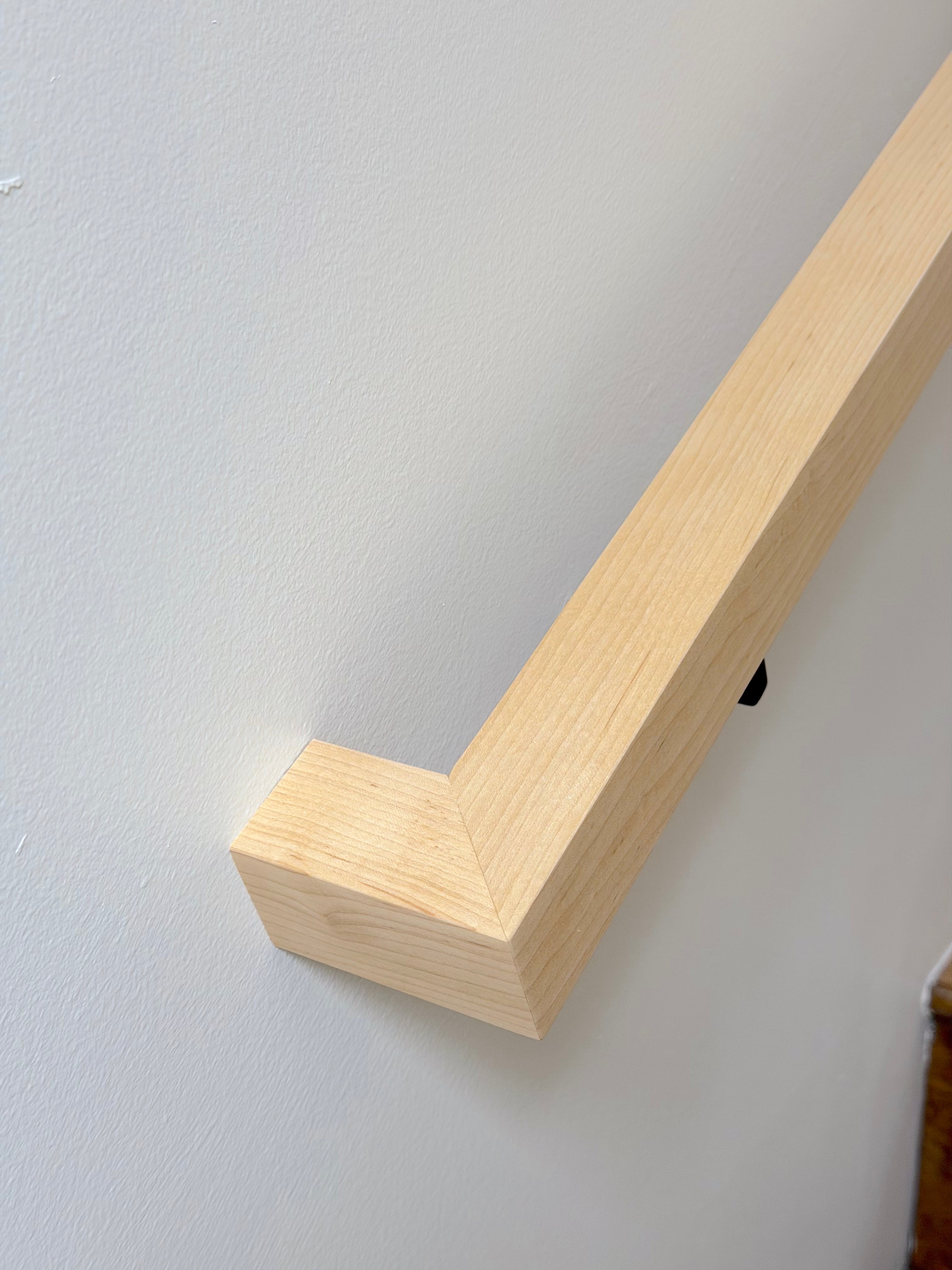 Maple Staircase Handrail w/ Wall Returns - Solid Wood, Custom Made to Order