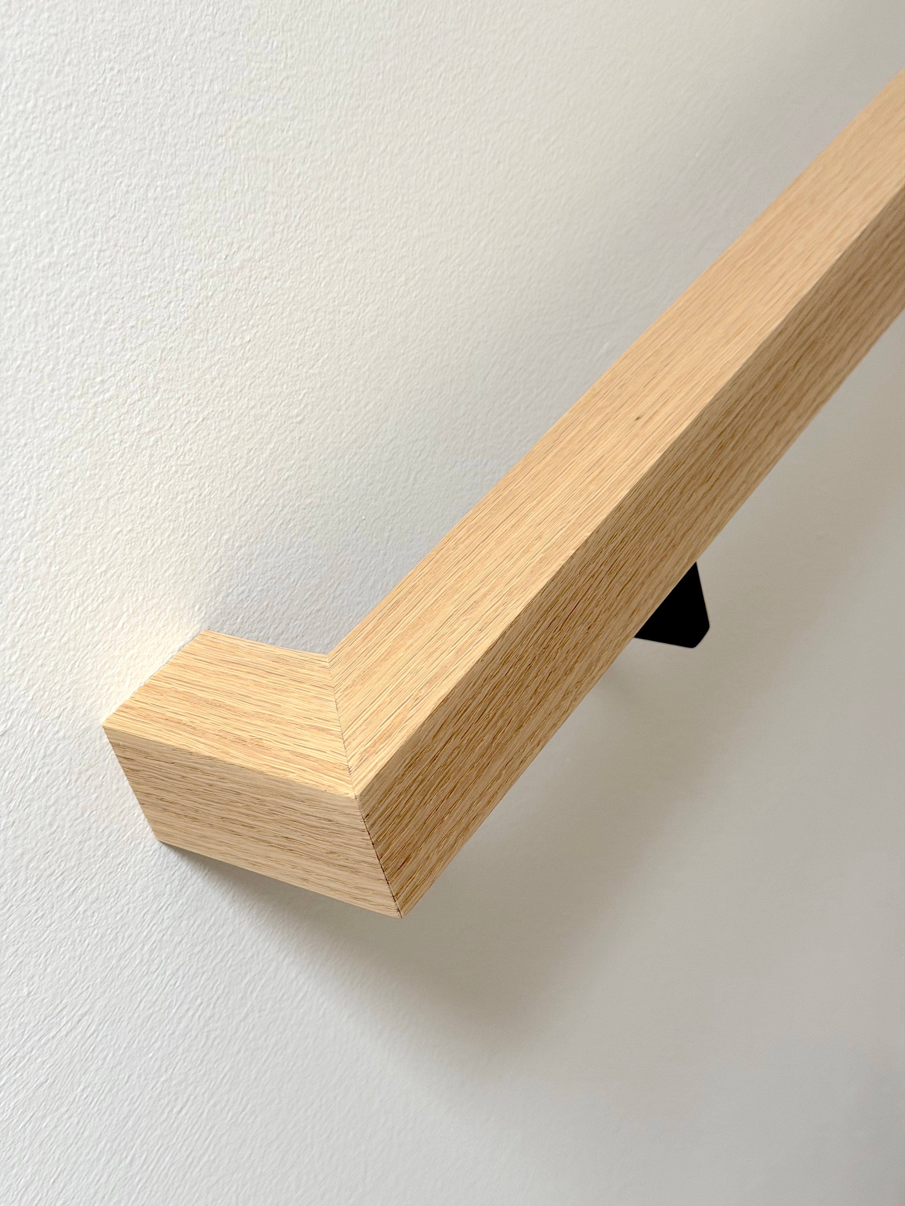 Red Oak Staircase Handrail w/ Wall Returns - Solid Wood, Custom Made to Order