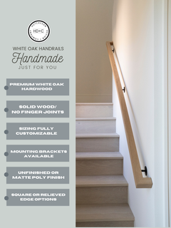 Custom White Oak Staircase Handrail - 1 3/4