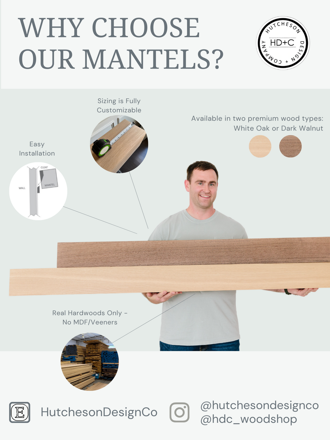 Dark Walnut Fireplace Mantel - Custom Built - Real Wood Mantel